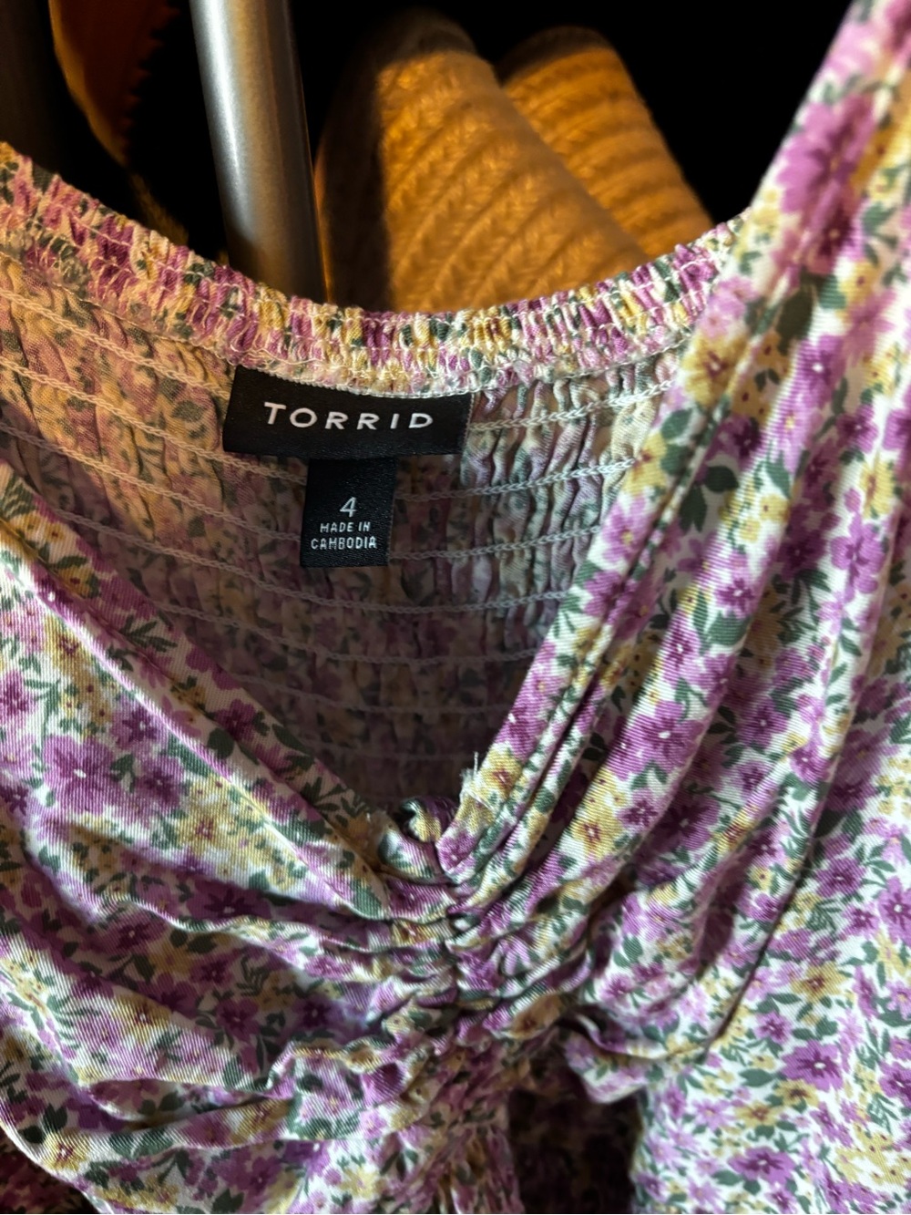 torrid Purple and Yellow Floral Ruched Camisole